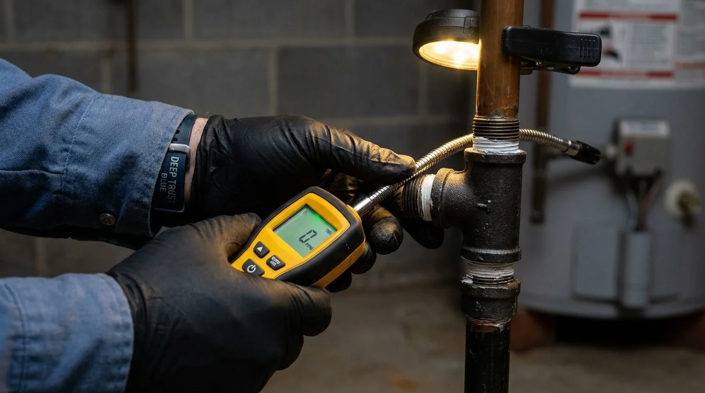 Gas leak detection with electronic sniffer by Johns Plumbing LLC in Kemah