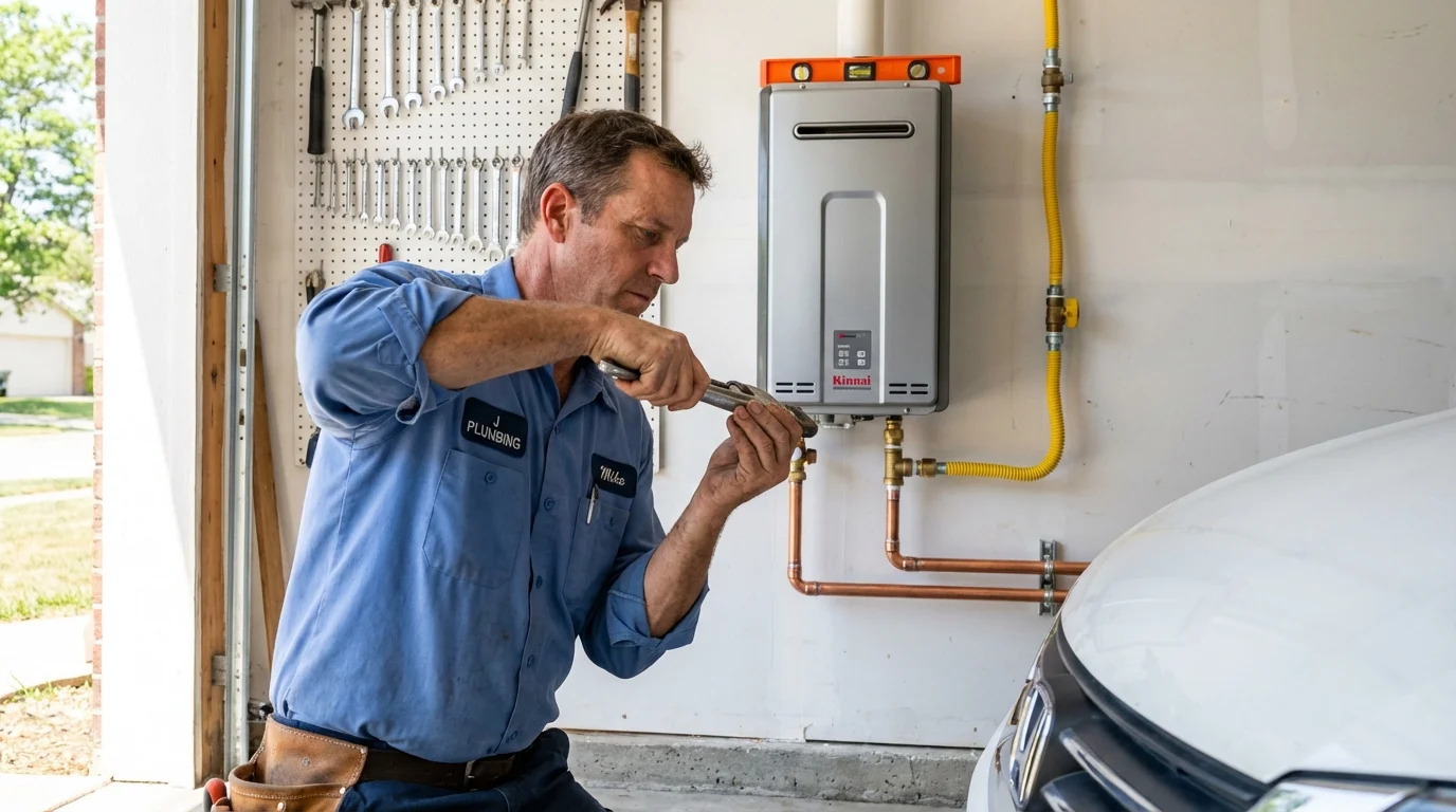 Tankless water heater installation by a Johns Plumbing LLC plumber in Kemah